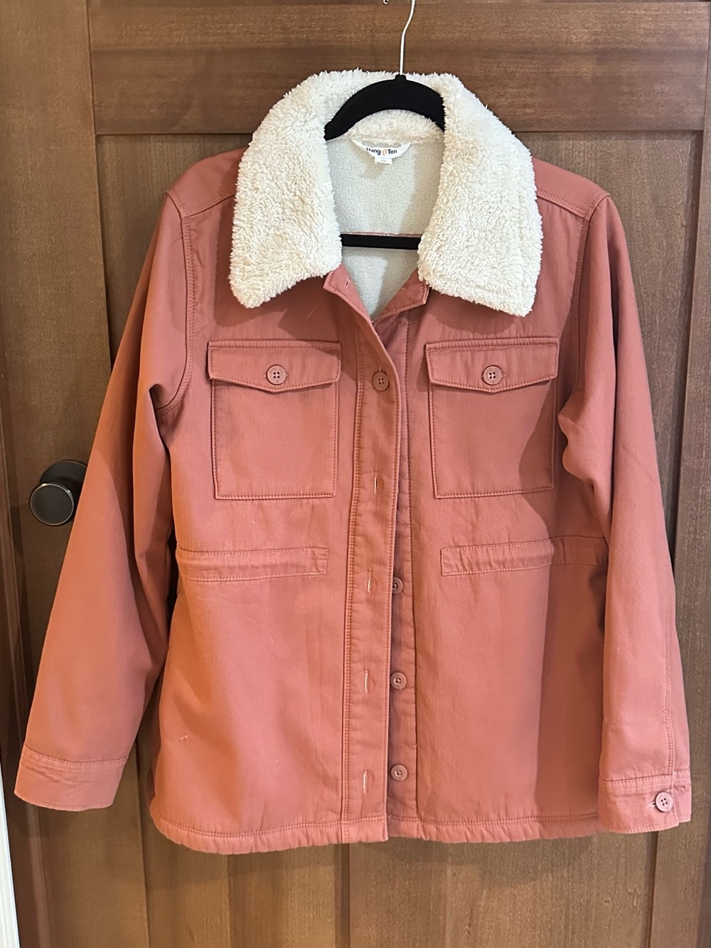 Hang Ten Cream Sherpa Pullover with Logo